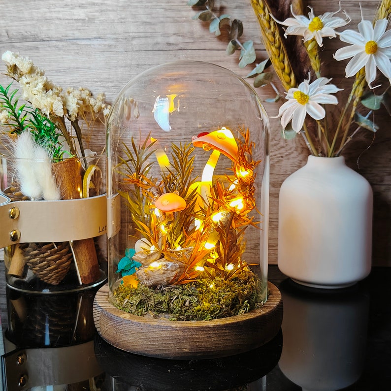 Dried Flower Mushroom Lamp Orange Mushroom Light Original Mushroom Lamp Illuminating Nature's Magic - Image 4