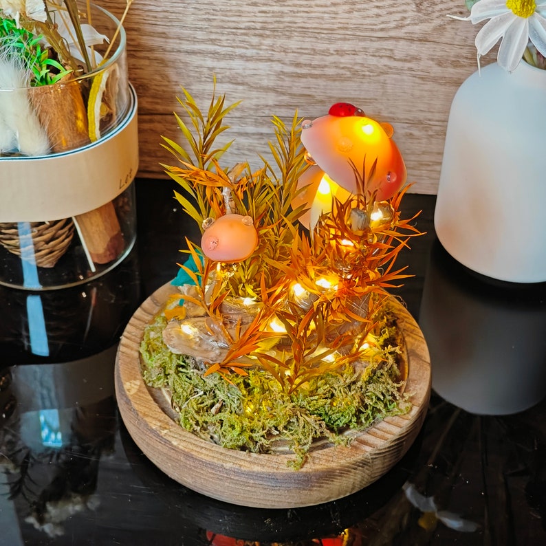 Dried Flower Mushroom Lamp Orange Mushroom Light Original Mushroom Lamp Illuminating Nature's Magic - Image 3