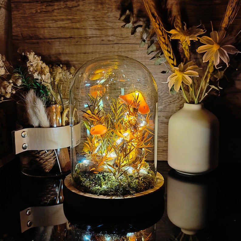 Dried Flower Mushroom Lamp Orange Mushroom Light Original Mushroom Lamp Illuminating Nature's Magic - Image 2