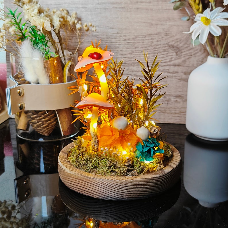Dried Flower Mushroom Lamp Orange Mushroom Light Original Mushroom Lamp Illuminating Nature's Magic - Image 5