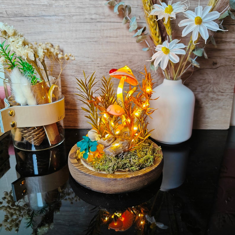Dried Flower Mushroom Lamp Orange Mushroom Light Original Mushroom Lamp Illuminating Nature's Magic - Image 6