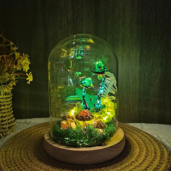 Nursery Serenity Mushroom Night Light Handmade Lamp Nightstand Gift Light Forest Green