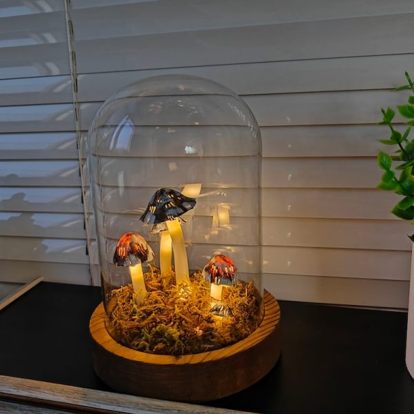 Hand Painted Black Mushroom Lamp Forest Mushroom Lamps Gift Lights Anniversary Gift
